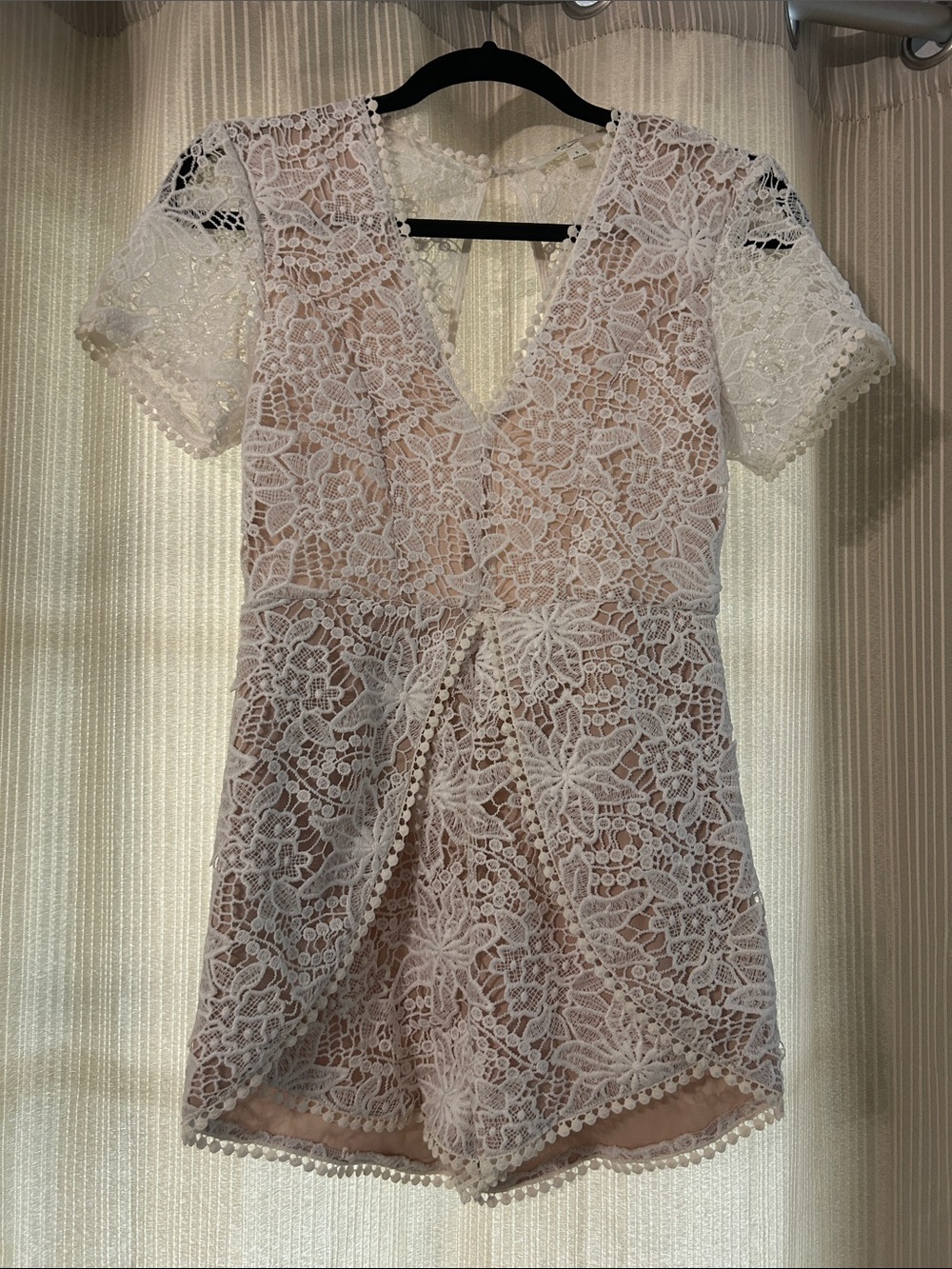White Floral Lace V-Neck Romper